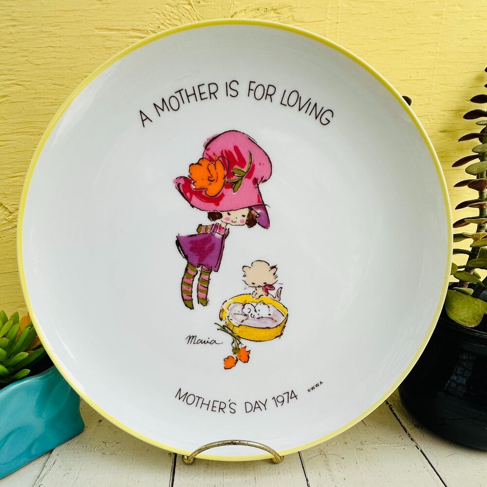 Vintage 1970s Maria Collector's Plate, Mopsie Retro Mother's Day gift